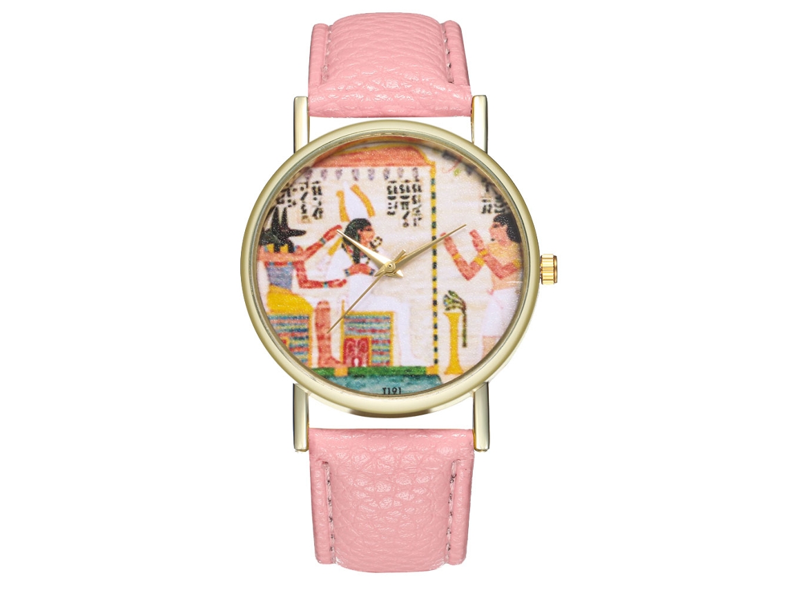 Reloj De Pulsera Unisex De Cuarzo Con Estampado Vintage Rosa
