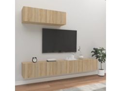 Set De Muebles Para Tv 3 Uds | Mueble De Salón | Cabinet De Tv Madera Contrachapada Roble Sonoma Wsd426015