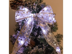 Tira de luces LED navideñas de 5 m con 50 LED, color blanco y plateado, reutilizable.