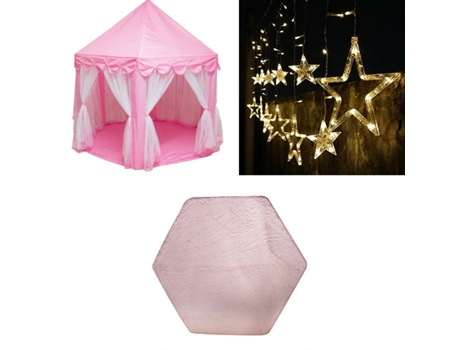 Piscina de Bolas Tipi Portátil, Castillo de Princesa, Casa de Juegos, Carpa Pequeña Estera de Carpa Rosa Light-200006152