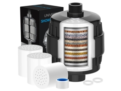 Filtro de ducha de 20 etapas con 3 cartuchos filtrantes que elimina eficazmente las impurezas y los metales pesados ​​(negro) Cuich