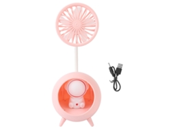 Luz nocturna LED rosa con ventilador USB, 1000 mAh, para lectura, hogar y oficina.