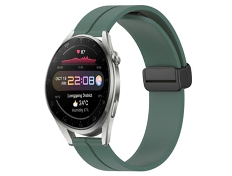 Correa de silicona para reloj inteligente Huawei Watch 3 Pro Nova con cierre magnético de color sólido de 22 mm (verde oliva)