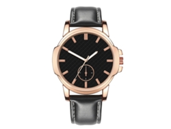 Reloj De Pulsera Redondo De Aleación Con Movimiento De Cuarzo Para Hombre, Estilo Sencillo Y Moderno, Color Negro.