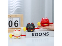 Decoración de oficina con forma de pez de madera y gato de la suerte