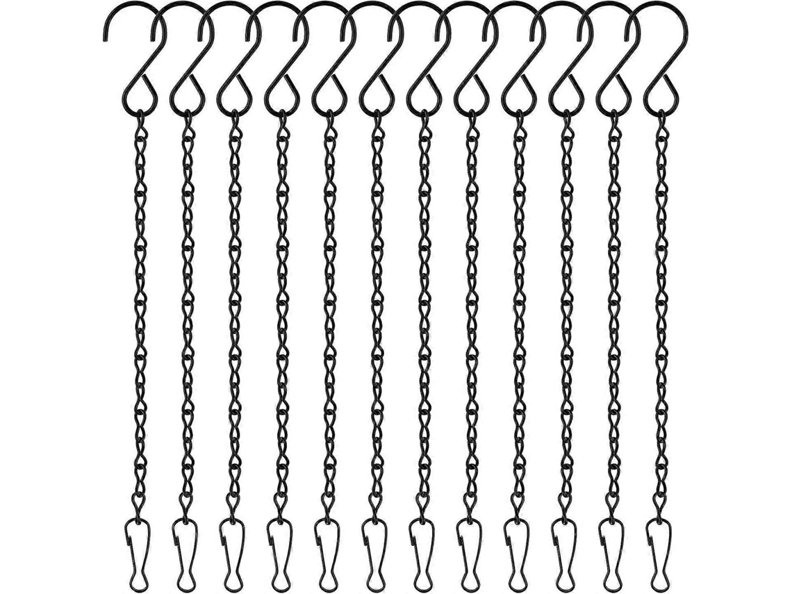 12 Cadenas Negras Colgantes, Portamacetas De Jardín, Cadenas Metálicas Con Ganchos Para Comederos De Aves, Luminarias Y Adornos Decorativos