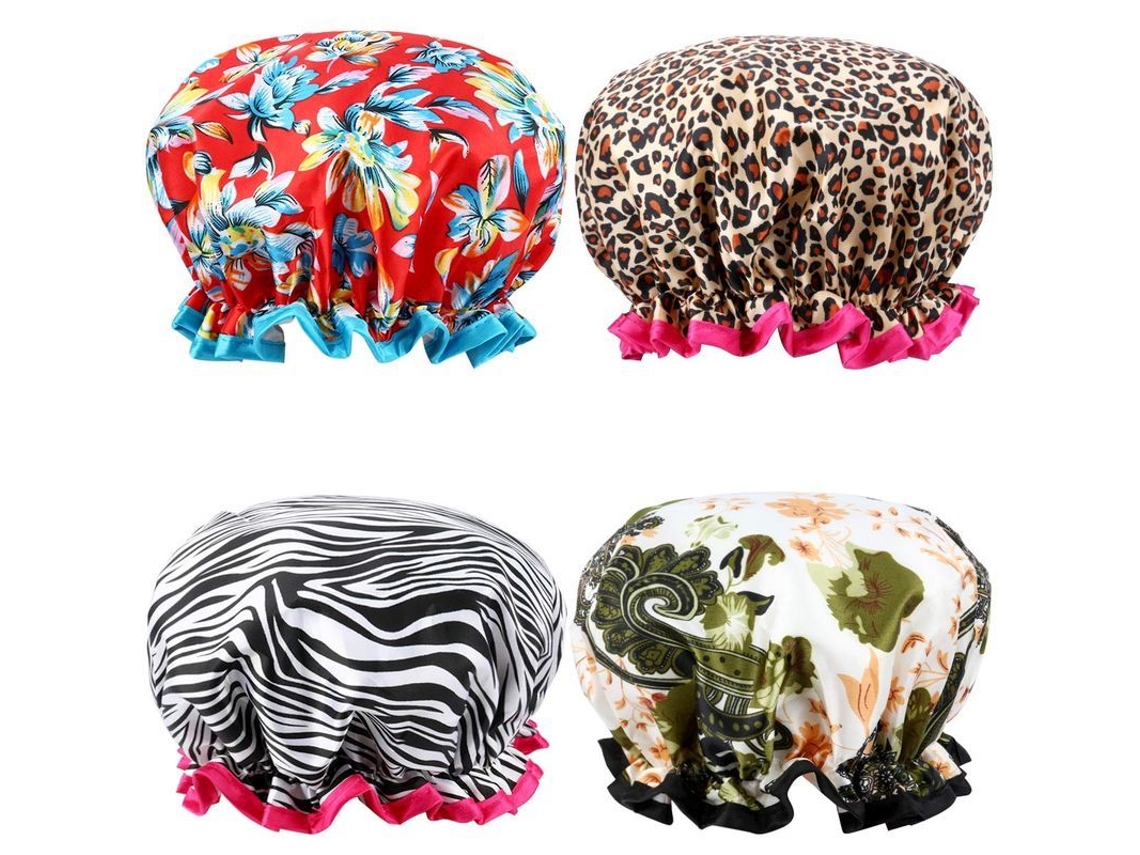 Gorro De Ducha, Paquete De 4 Unidades, Diseñado Para Mujeres, Impermeable De Dos Capas.