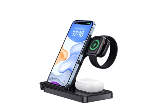 Estación de carga rápida 3 en 1 de 15 W con enchufe compatible con iPhone 15, 14, 13, 12, 11/XS Max/XR, iWatch Ultra 2/Serie 9/Ultra/Serie 8/7/6/SE...