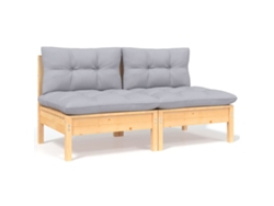 Sofá LOVELY HOME Relax de Jardín de 2 Plazas con Almohadones de Pino Macizo en Color Gris (60 x 32 x 5 cm)