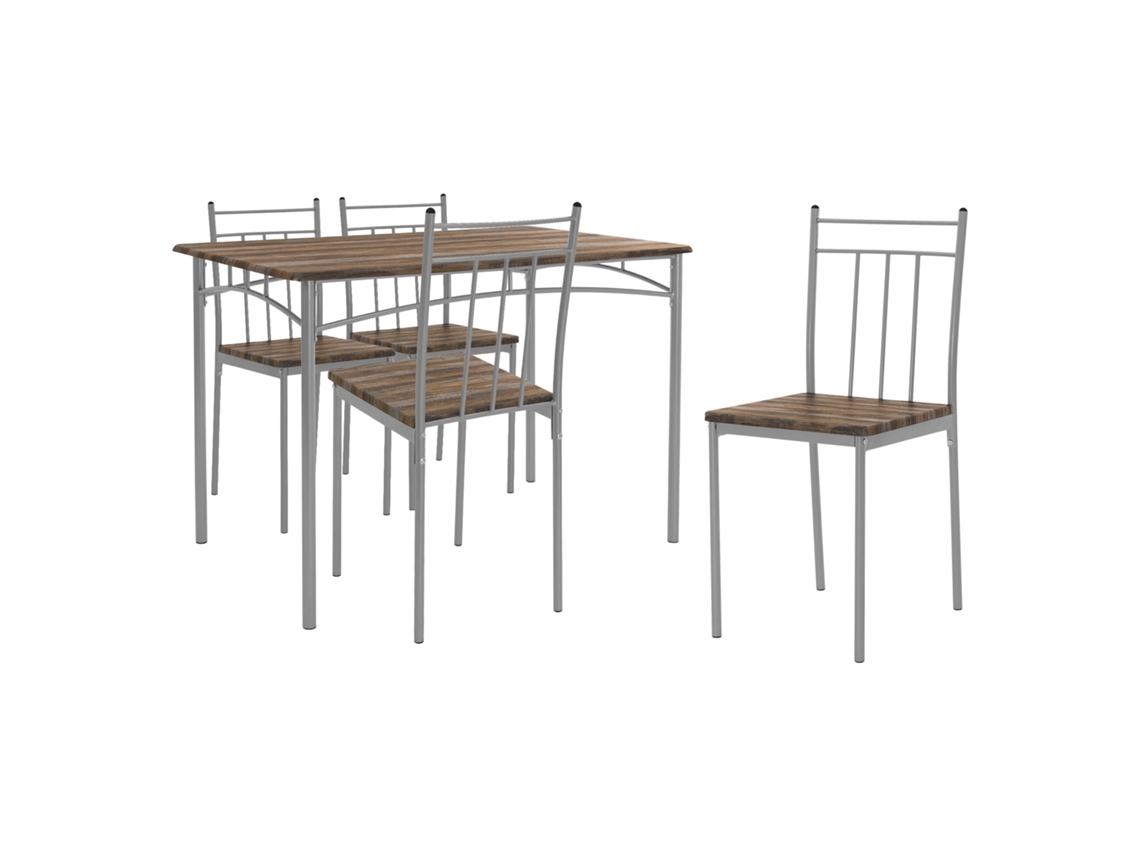 Mesa de Comedor con 4 Sillas Madera Flotante Conjunto de 5 Piezas para 4 Personas Madera ML-DESIGN