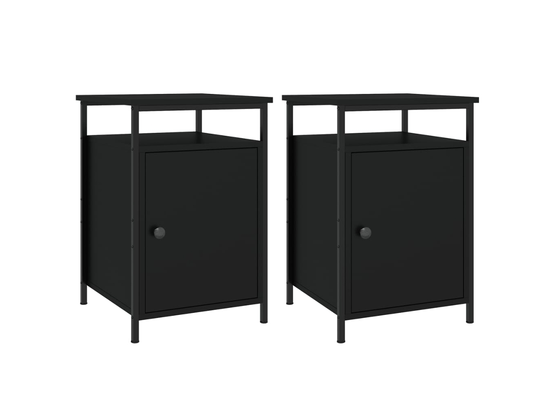 Conjunto de mesitas de noche derivadas de madera negra 40x42x60 cm MAISON EXCLUSIVE