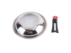 Tapa de sartén de acero inoxidable (sin marca) con cubierta de vidrio, 30 cm