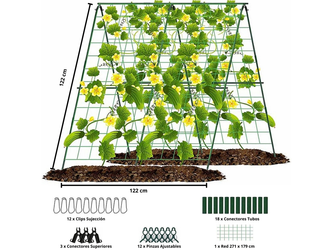 NYANA Enrejado para plantas trepadoras de jardín 122x122 cm - Estructura en forma de A - Jardín