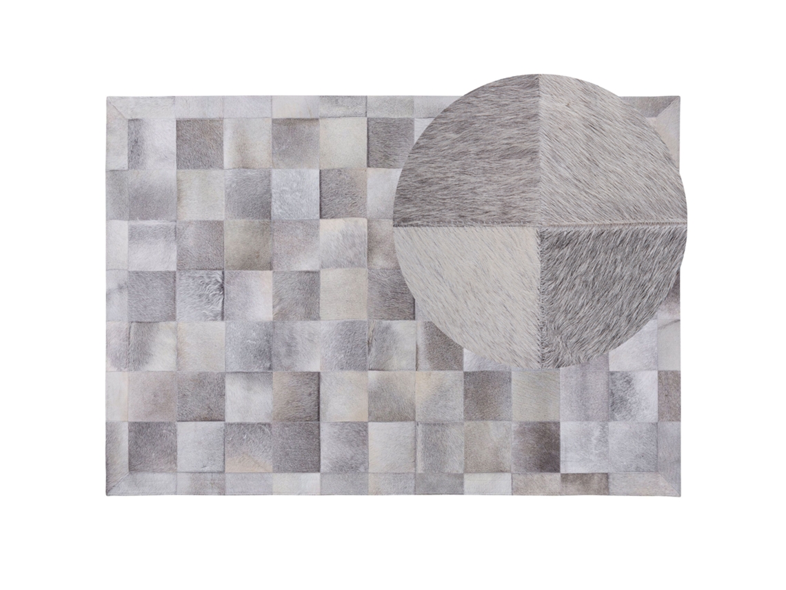 Alfombra BELIANI Alacam de Piel de vaca Gris 160x230