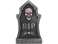 Decoraciones de Halloween DISFRAZZES Lápida con Calavera y Luz (66 cm)