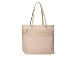 Bolso tote Morgan de poliéster con detalles en piel sintética beige de Pepe Jeans