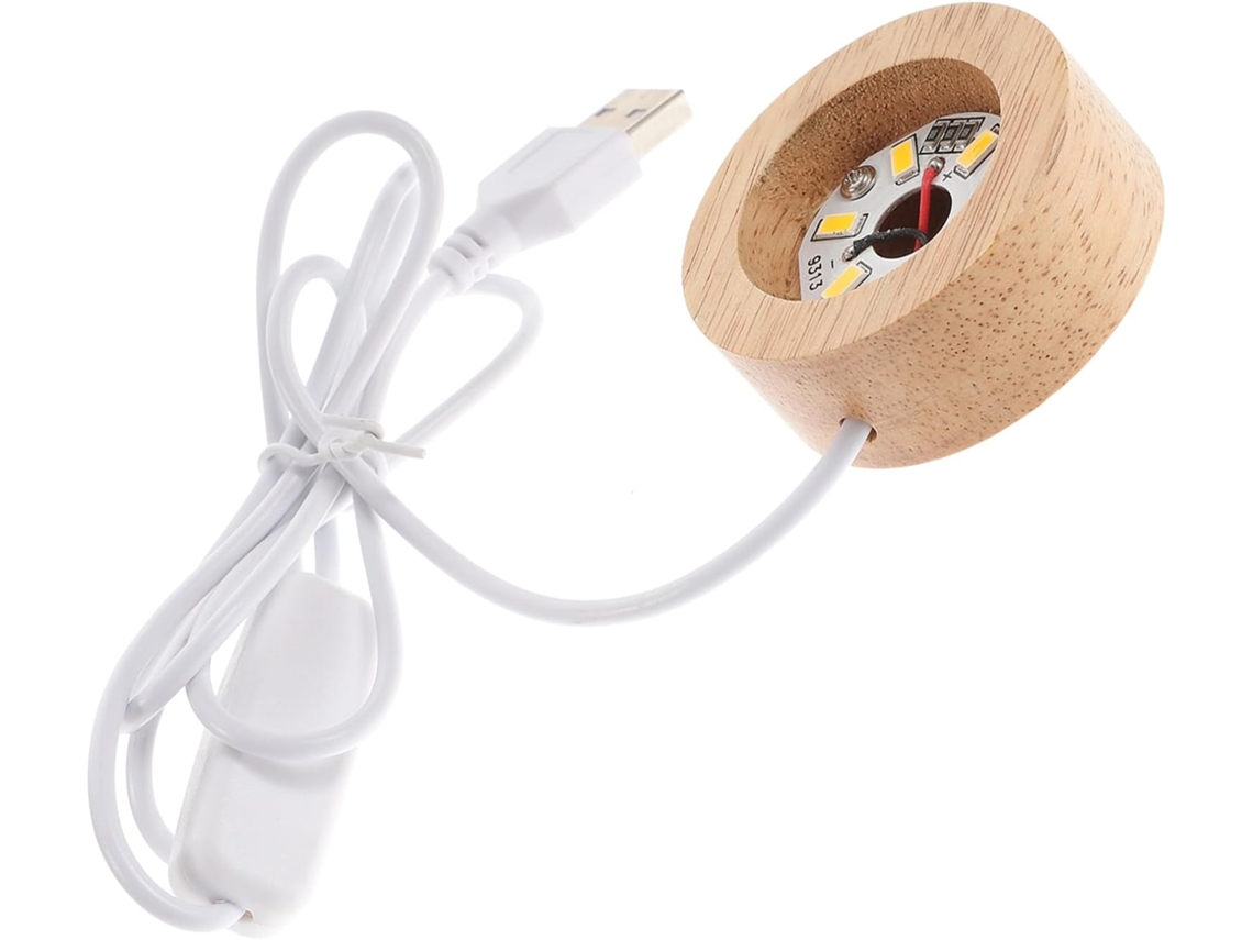 Madera Iluminación Led 5 3 Portalámparas Bolas Cristal 2 Decoración Oficina Dormitorio Usb Base V W Cm X