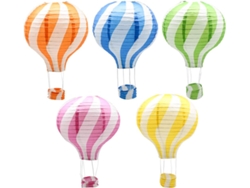 Juego de farolillos de papel con globo aerostático colgante, decoración de fiesta, cumpleaños, boda, fiesta de Navidad, regalo, 12 pulgadas, paquete de 5 piezas RNEMITERY