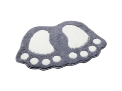 Alfombrilla De Baño Antideslizante Y Absorbente Linjou, Diseño De Pies Grandes, Poliéster, Gris, 40x60 Cm