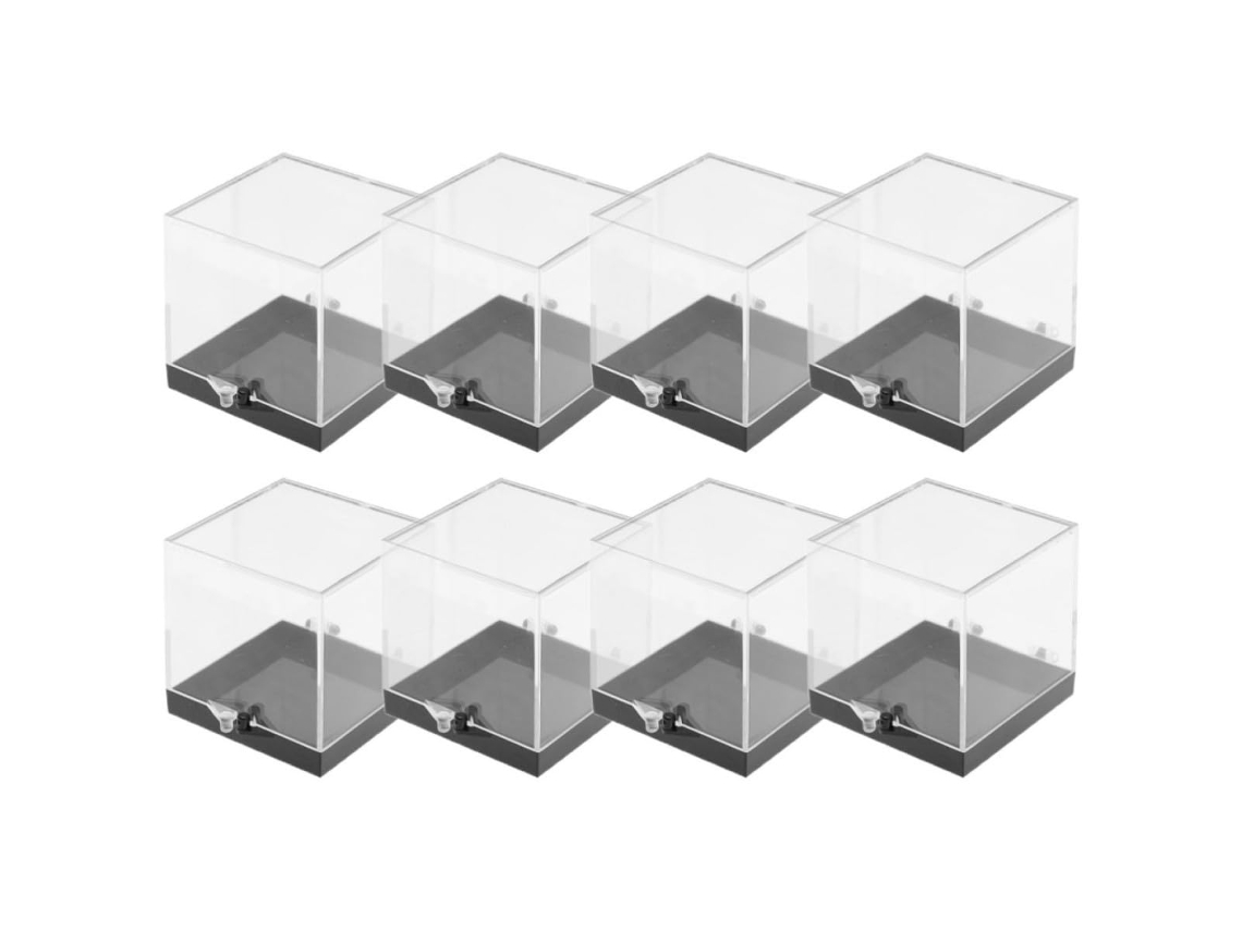 Caixa Organizadora Quadrada De Plástico Transparente Para Guardar Pedras E Minerais, Conjunto Com 8 Peças.