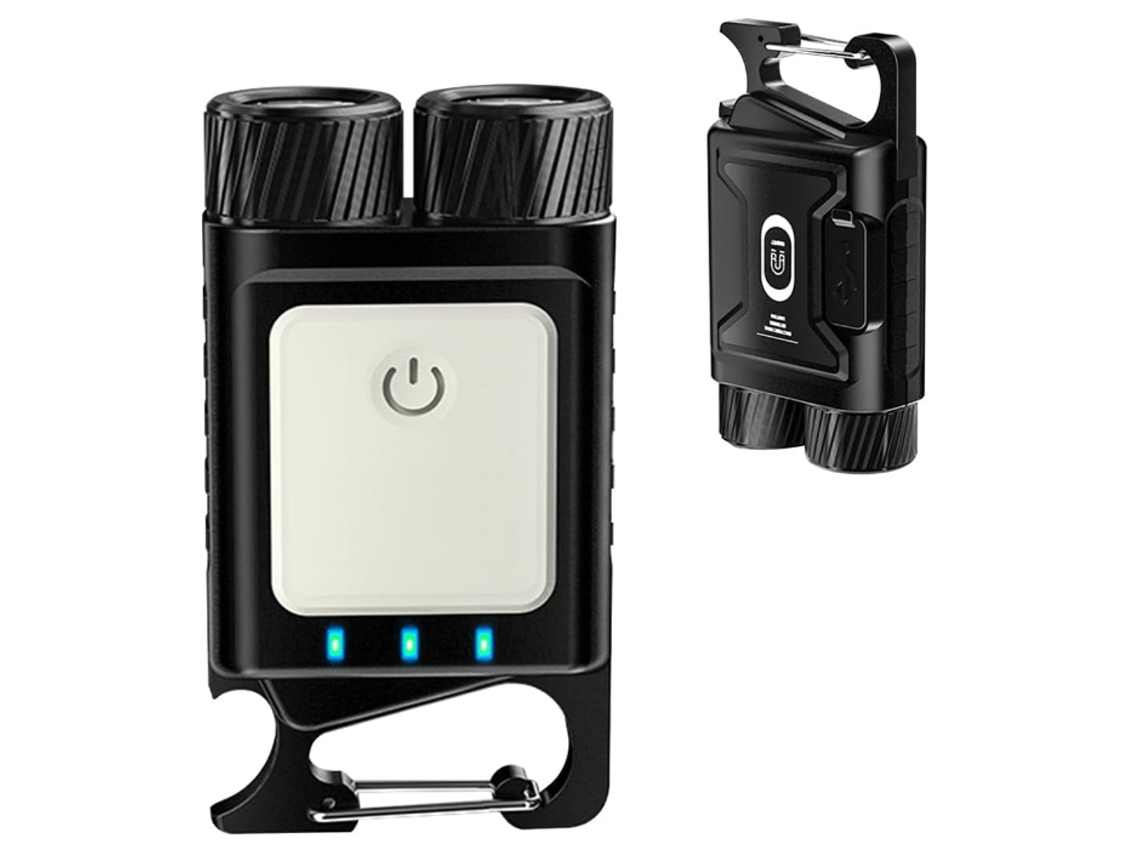 Mini linterna, llavero impermeable, mini linterna LED de bolsillo, linterna con 9 modos, succión magnética negra Yizhood (negro)