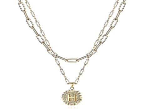 Collar de letras Gold de 18k/platino alfabeto chapado colgante de encanto inicial