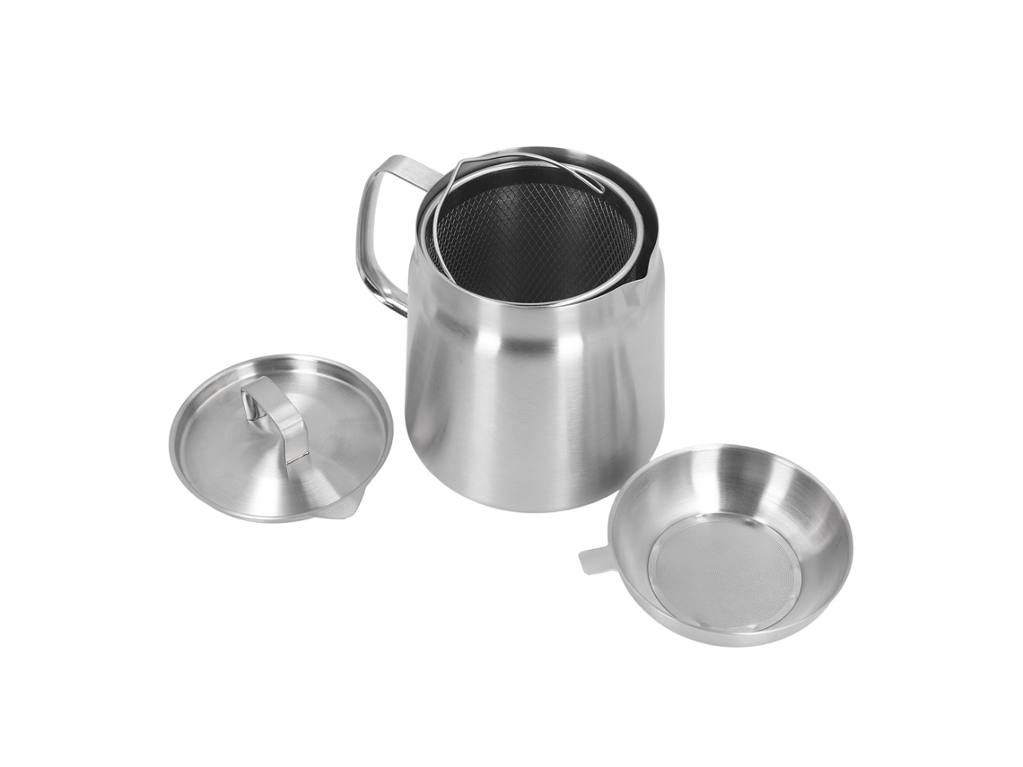 Olla Colador De Aceite Acero Inoxidable 304 2l Con Manija Ergonómica Y Colador Para Cocina Hogar