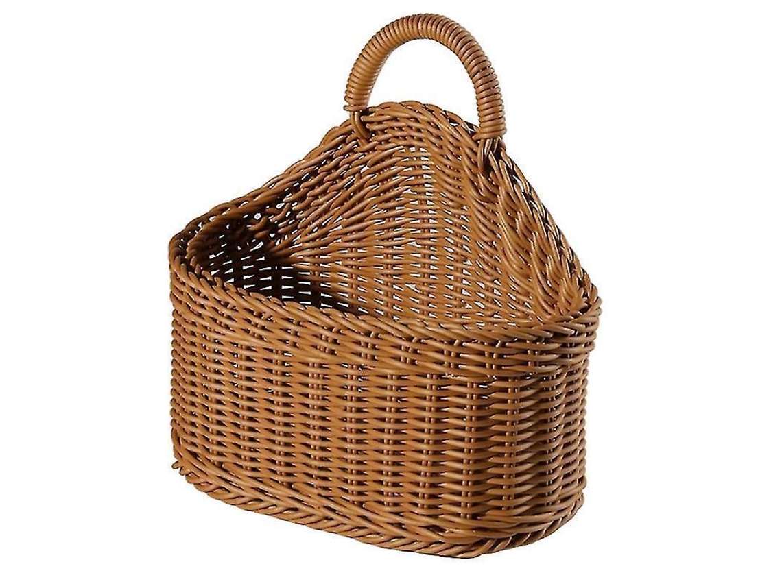 Cesta De Almacenamiento De Plástico Marrón Claro De 21x19 Cm Para Utensilios De Cocina, Palillos, Cucharas, Decorativa, Estilo Rústico.