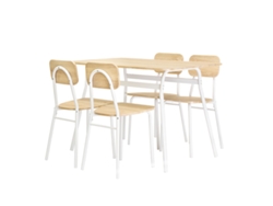 Juego de mesa de comedor con 4 sillas de madera y metal. Para comedor o cocina, en roble.