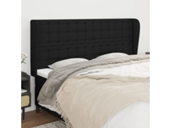 Cabecero Con Orejas De Tela Negro 163x23x118/128 Cm