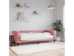 Sofá Cama Con Colchón Terciopelo Rosa 80x200 Cm