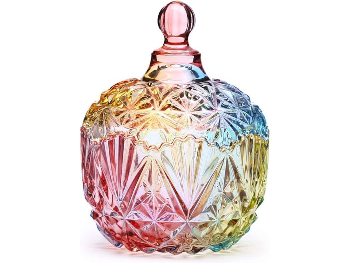 Tarro De Cristal Colorido Con Tapa De 260 Ml Para Guardar Dulces, Galletas Y Joyas.