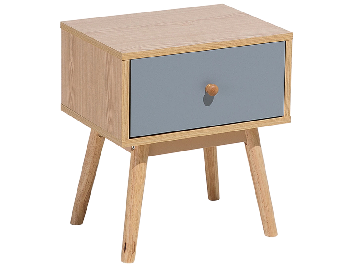 Mesa de noche de 1 cajón BELIANI Arvada de Tablero de partículas Gris 40x30x45