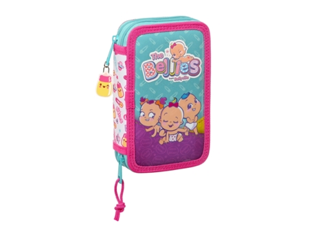 Plumier Doble The Bellies 12.5 x 19.5 x 4 cm Morado Turquesa Blanco (28 piezas)