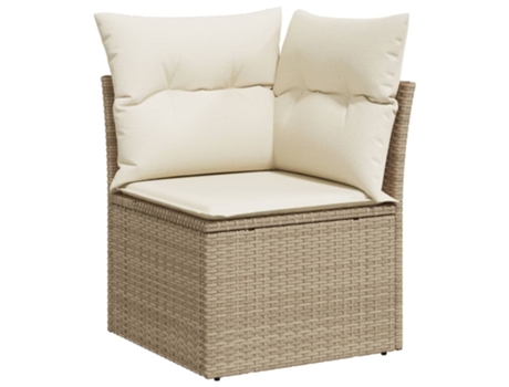 Sillón de esquina de jardín con cojines ratán sintético VIDAXL beige