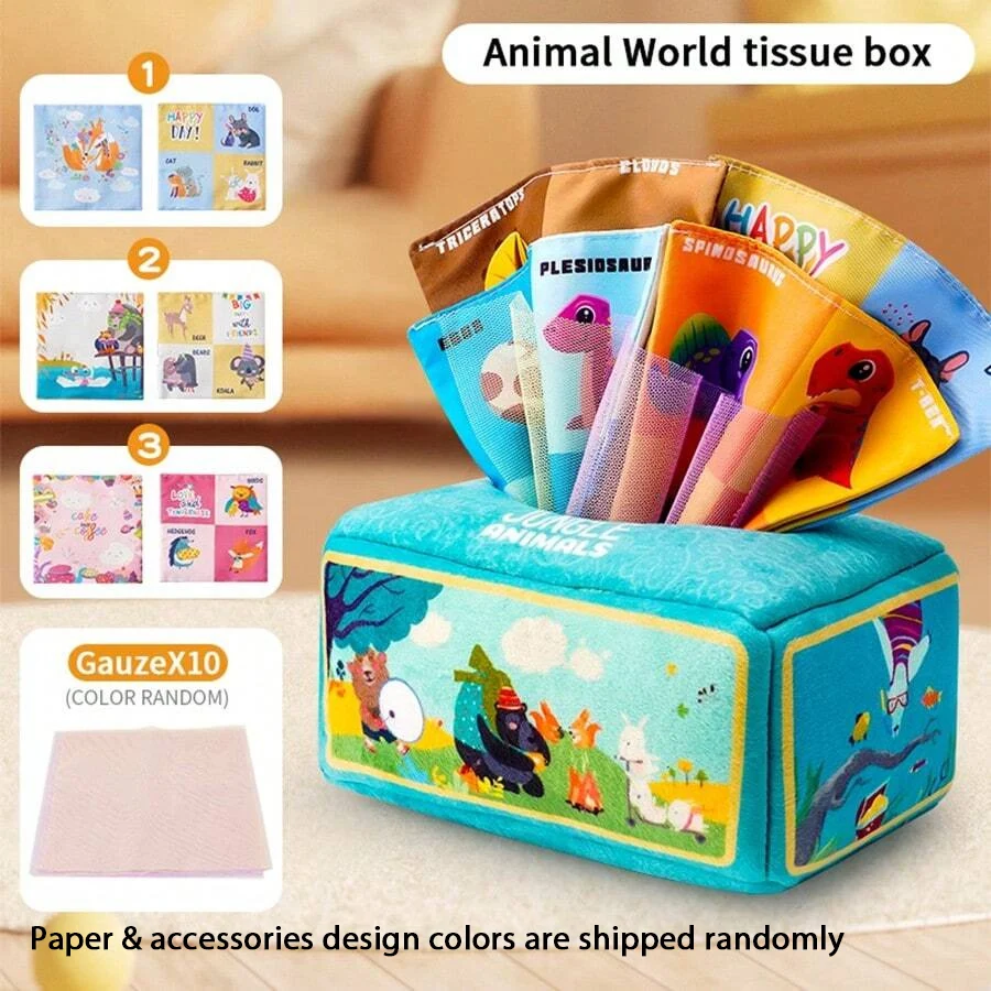 (animal) Juguete De Caja De Pañuelos Para Bebé Juguete Montessori