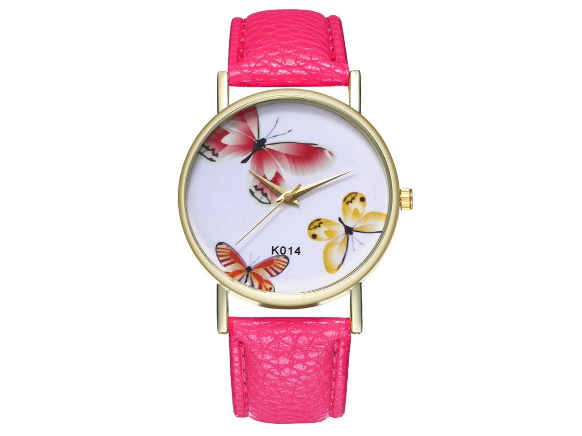 Reloj Analógico Para Hombre Zhoulianfa Con Correa De Piel Sintética Rosa Intenso Y Movimiento De Cuarzo.