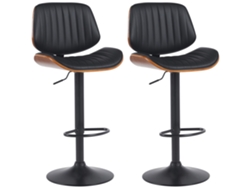 Lote de 2 Taburetes de Bar Estilo Rétro Moderne Assise En Tissu Noir Bois Noyer Et Cadre Métal Noir 10_0006821 DÉCOSHOP26