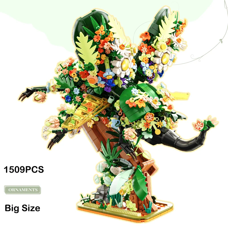 (1509 Piezas) Set De Bloques De Construcción De Flores Y Animales De La Serie Creativa Para La Decoración Del Hogar.