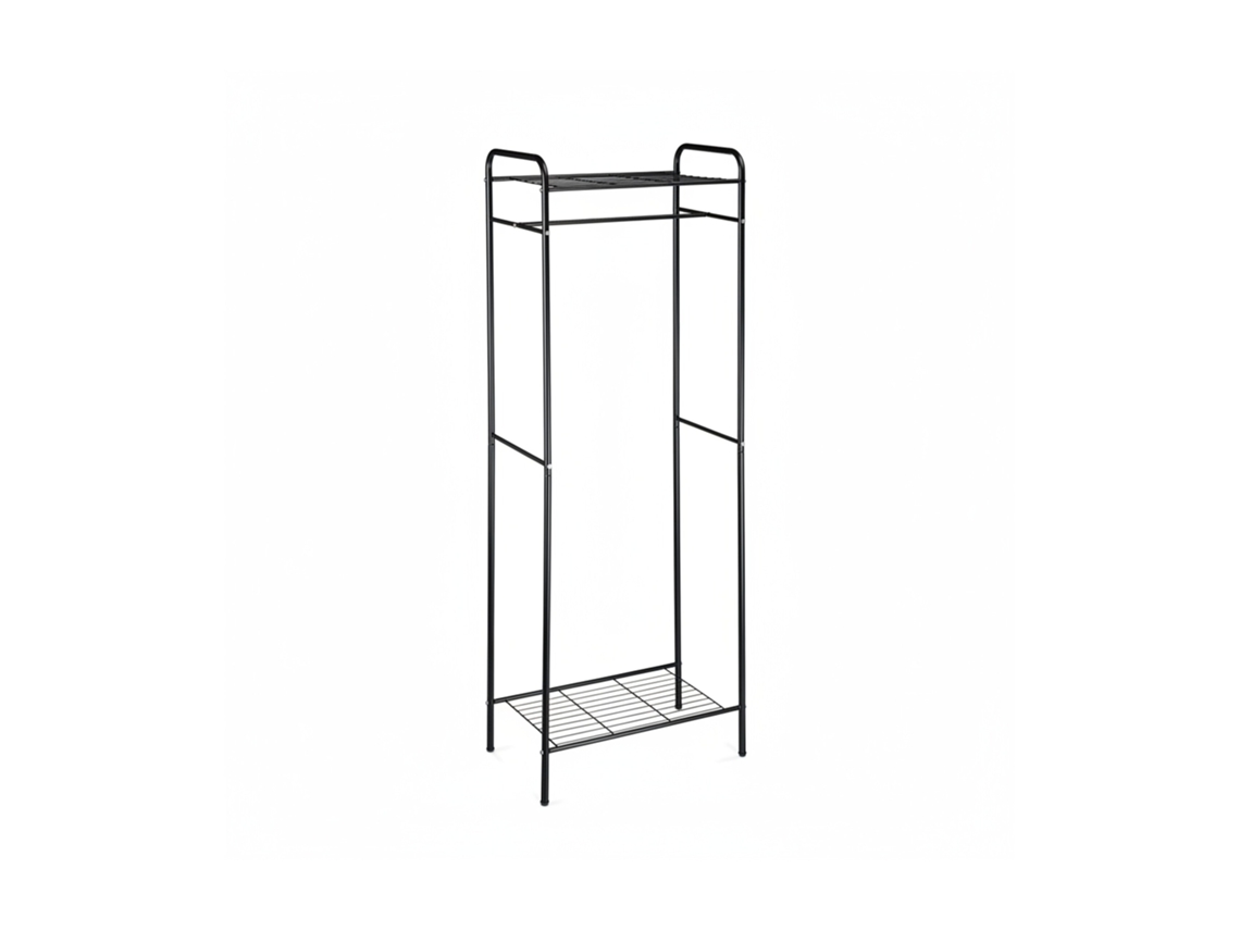 Relaxdays Perchero Burro Sandra Con Estantes Y Barra Para Colgar Ropa, Acero, 166 X 60,5 X 38 Cm, Negro