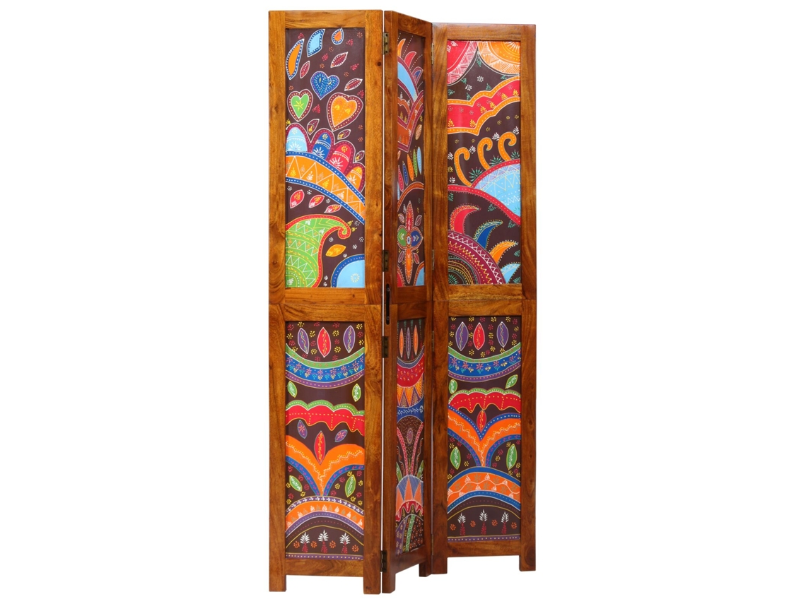 Biombo Vidaxl estilo bohemio con diseño de cachemira, madera multicolor (105 x 1,5 x 180 cm)