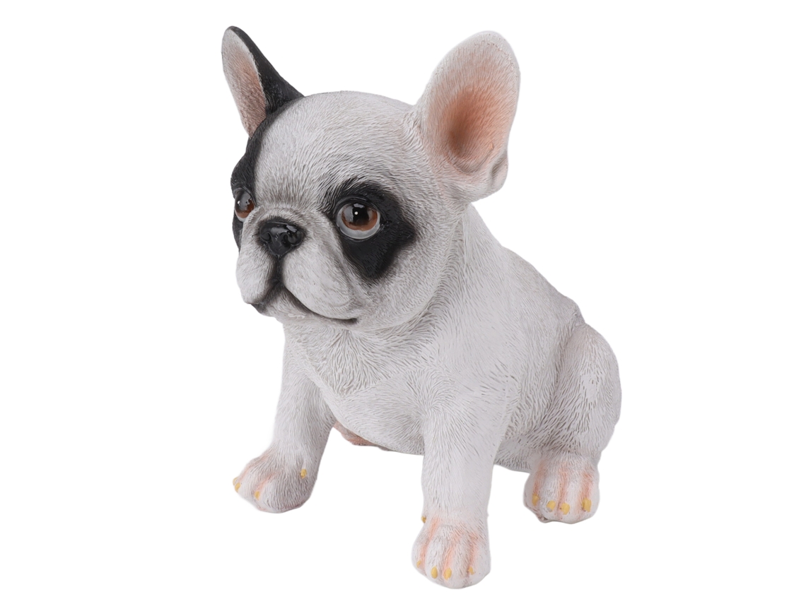 Adorno de jardín con forma de bulldog, resina, sin marca.