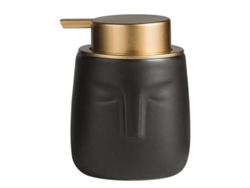 Dispensador de loción decorativo de cerámica, modelo 2026, con bombilla antienrojecimiento en color oro mate y diseño facial.