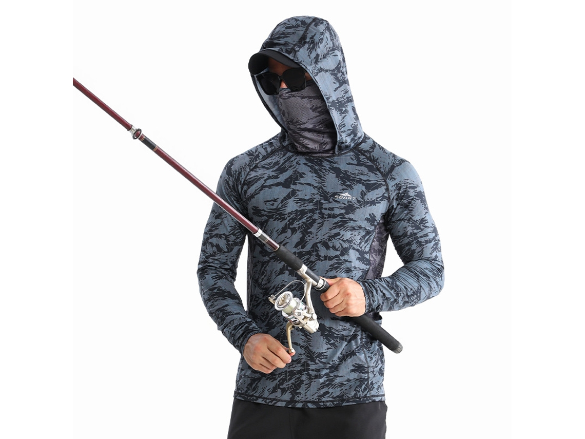 Camisa de manga larga para hombre Yuysan con protección solar y mascarilla, ideal para la pesca, de secado rápido y con protección UV.