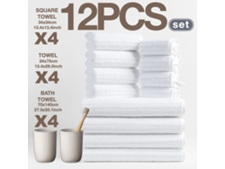 Toalla de baño SIURN de vellón coral a rayas, suave y absorbente, 12 unidades, blanca
