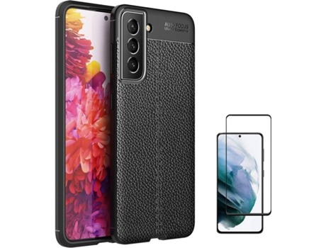 Funda + Protector de Pantalla Samsung S21 FE Rugged Leather Negro