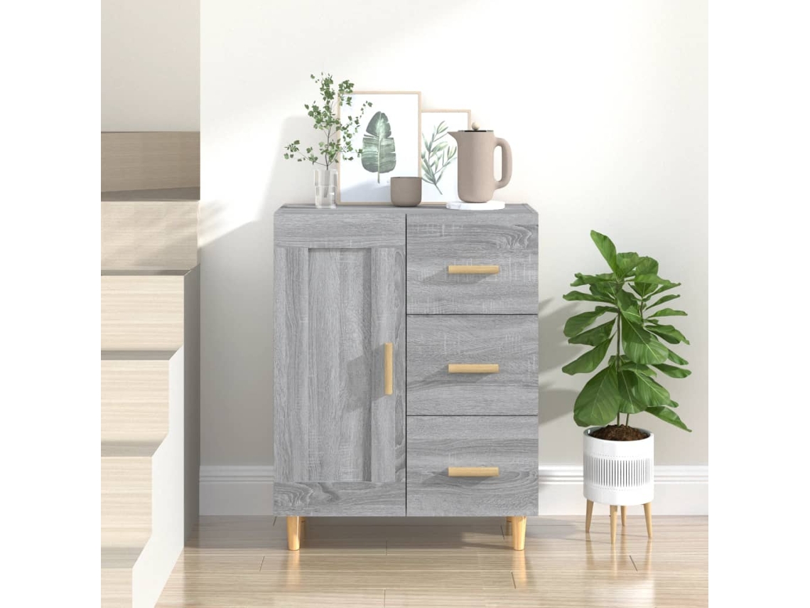 Aparador De Madera Contrachapada Gris Sonoma 69,5x34x90 Cm