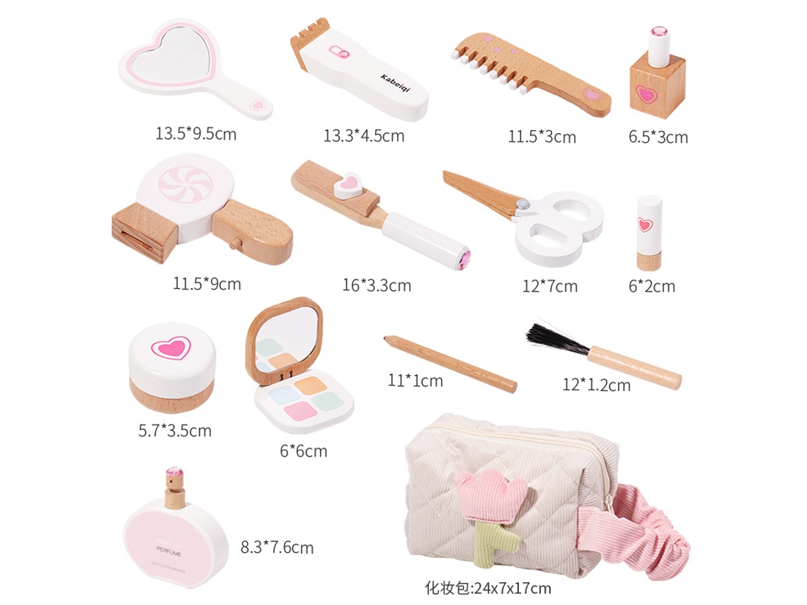 Kit de peluquería y maquillaje infantil, simulación de madera, juguetes cosméticos