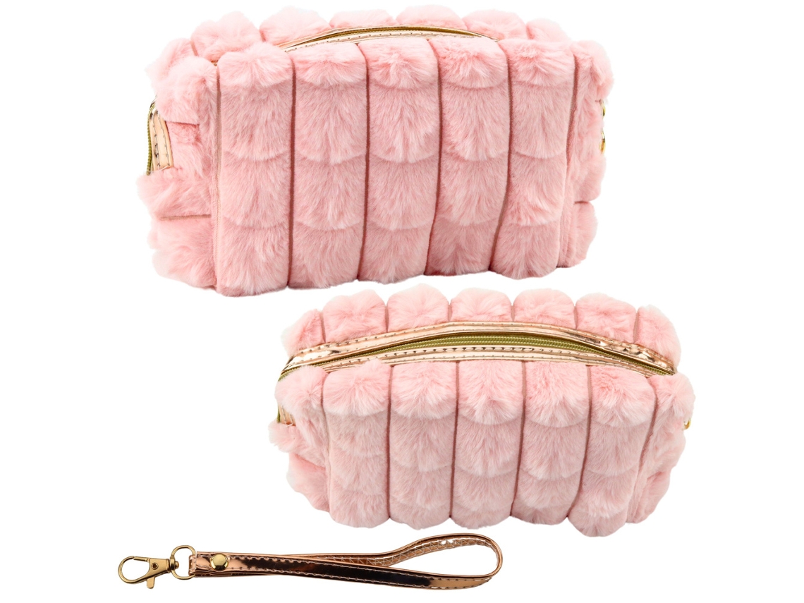 Neceser de peluche con asa espaciosa en color rosa de 20 cm B.active