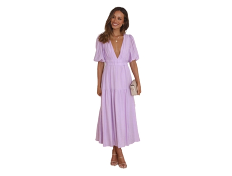Vestido FYY de manga Farol Con Escote en V Pronunciado (L)